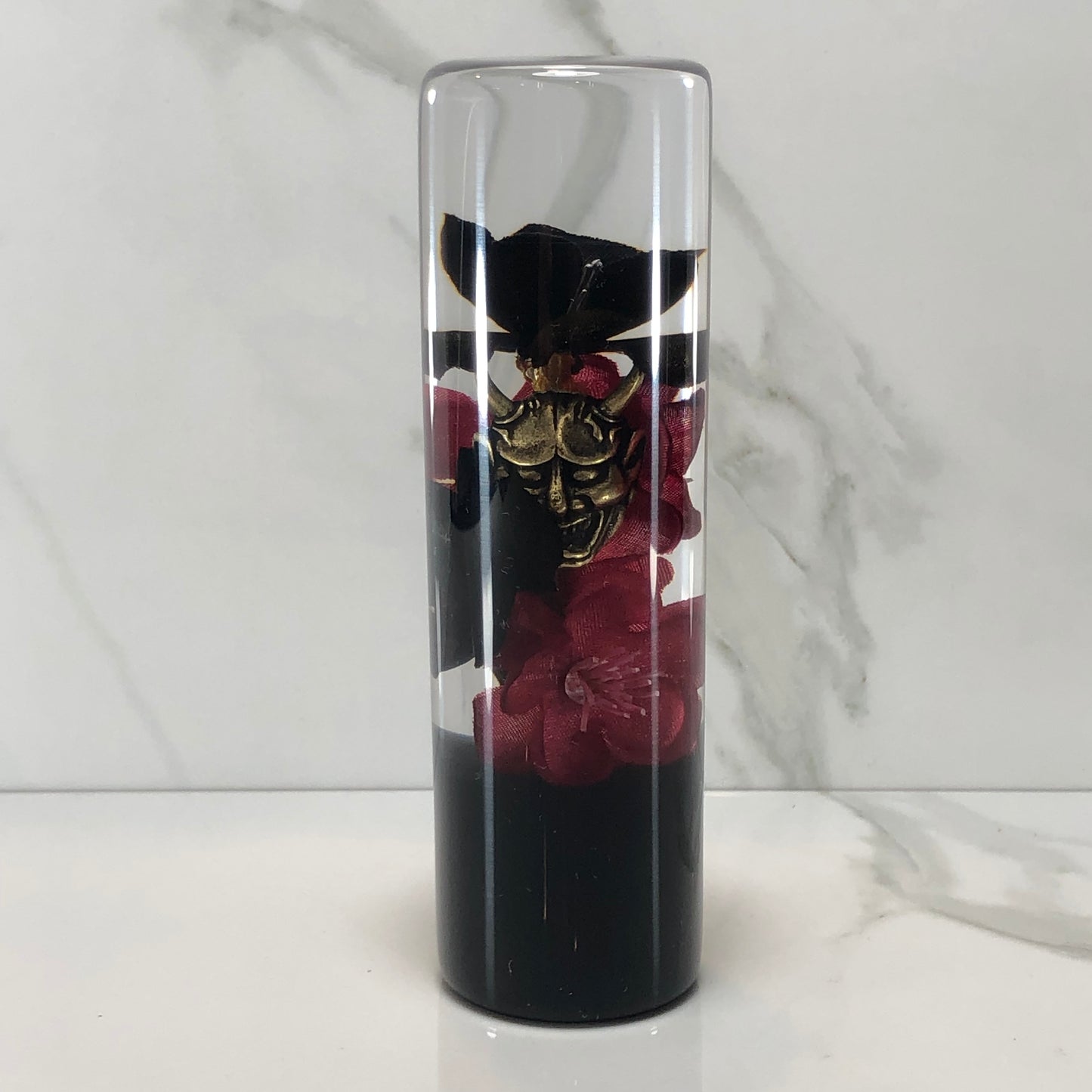 Mr__Grip 5 Inch Resin Custom Shift Knob black & red Cherry Blossom oni mask #405