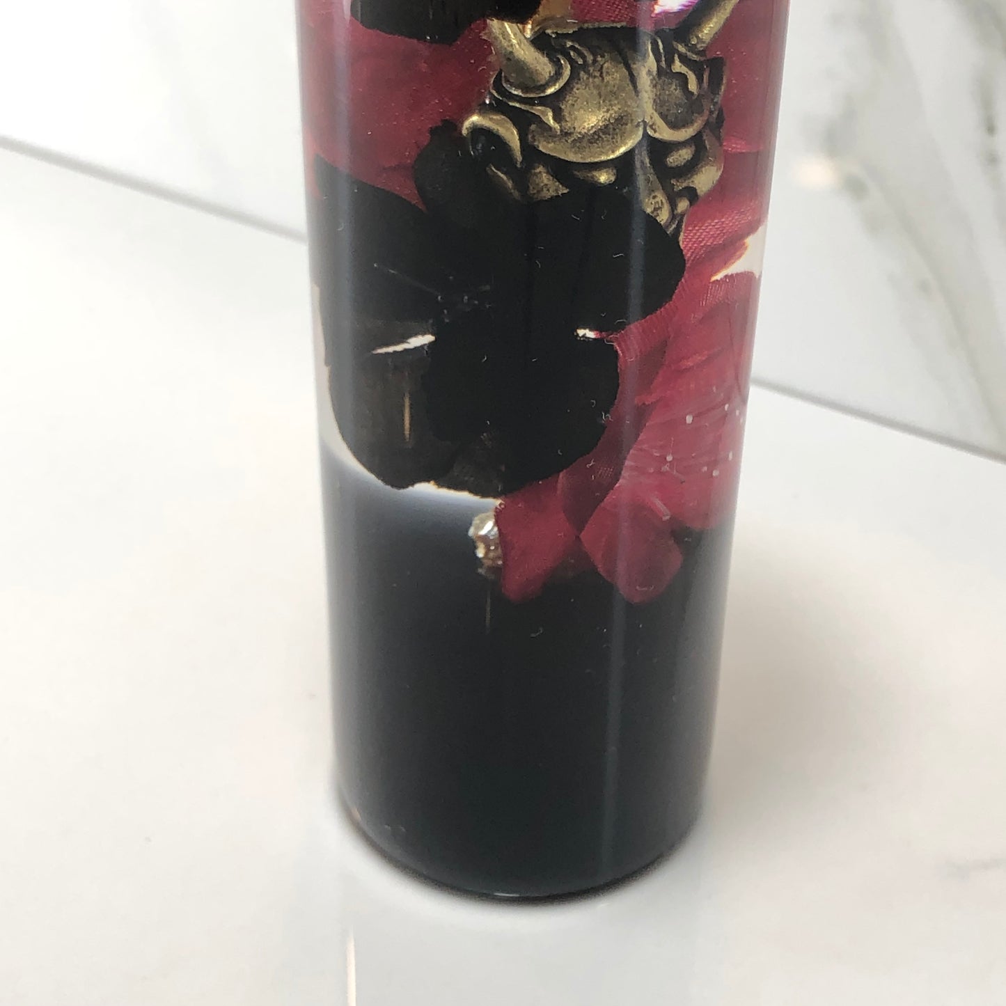 Mr__Grip 5 Inch Resin Custom Shift Knob black & red Cherry Blossom oni mask #405