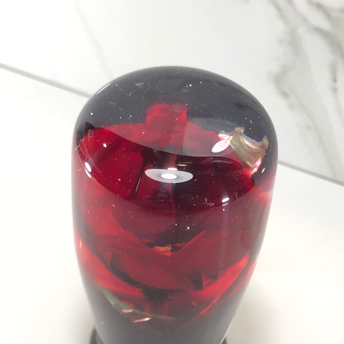 Mr__Grip 3 1/2 Inch Resin Custom Shift Knob Bleeding Red Rose Flower #410