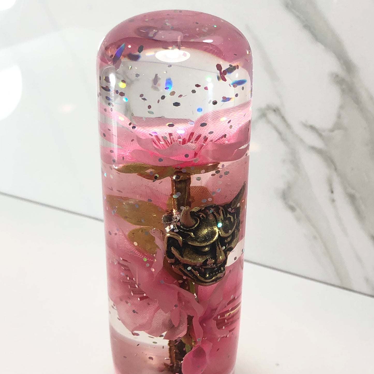Mr__Grip 5 3/4 inch resin pink cherry blossom oni mask #414