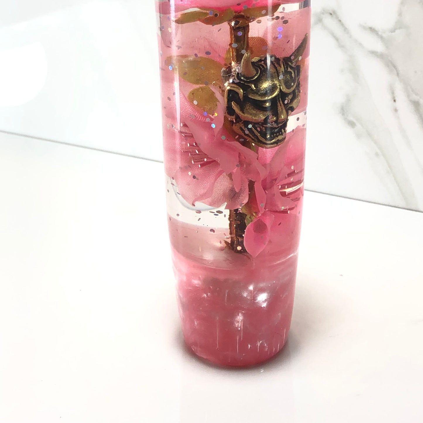 Mr__Grip 5 3/4 inch resin pink cherry blossom oni mask #414