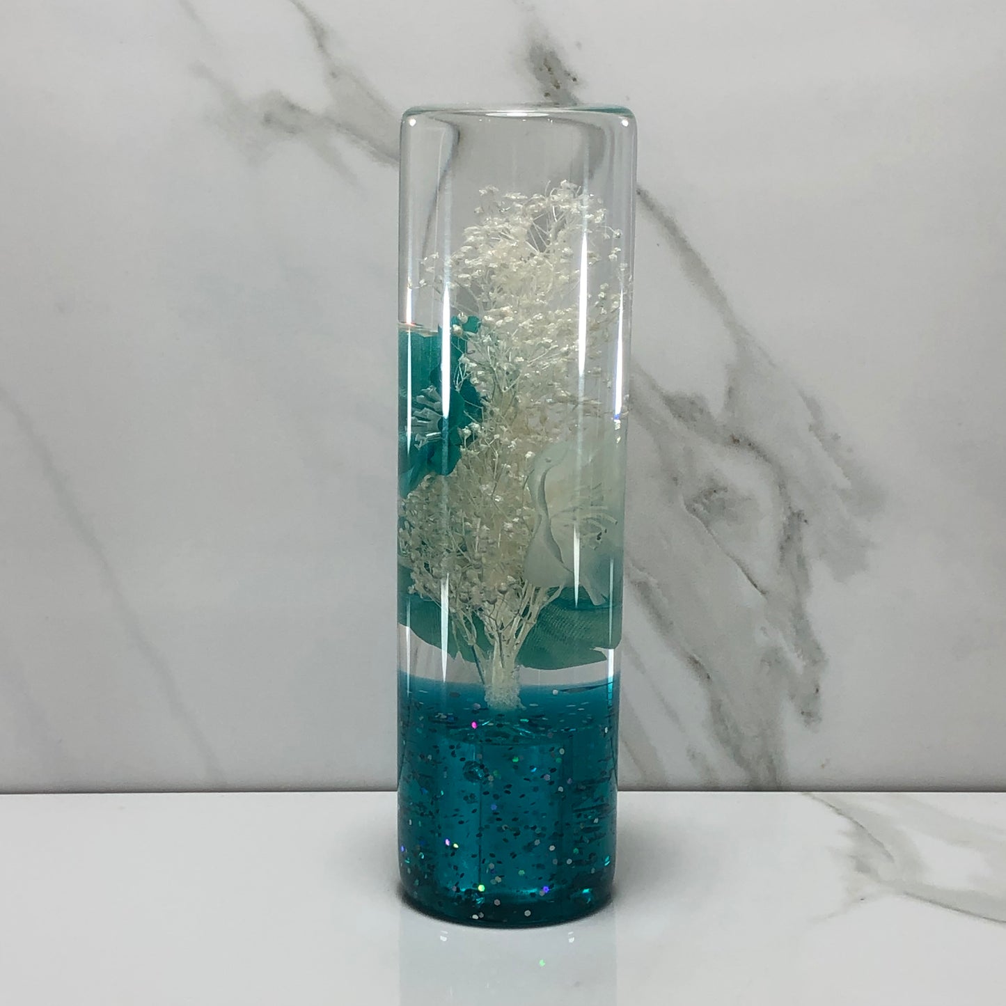 Mr__Grip 5 1/2 Inch Resin Custom Shift Knob Teal Cherry Blossoms JDM