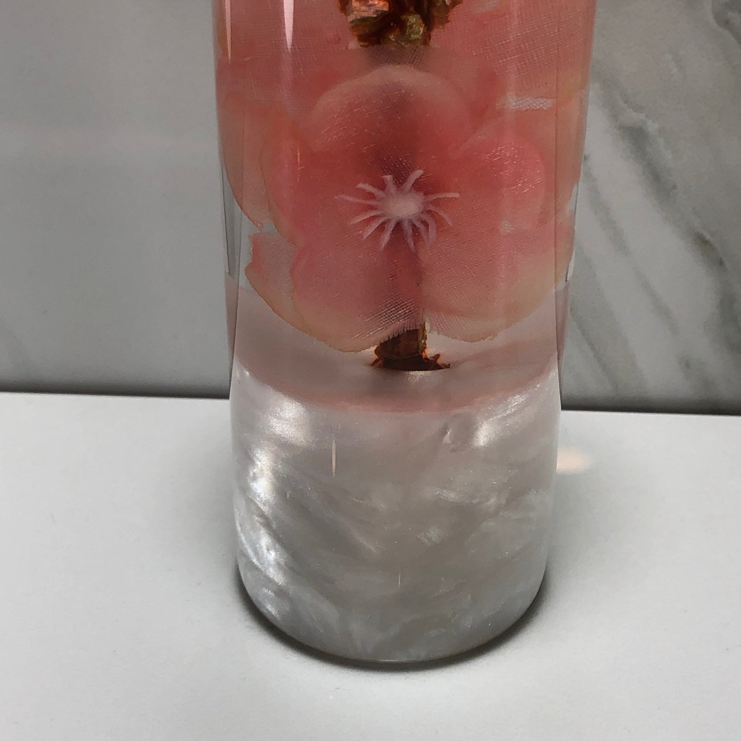 Mr__Grip 4 1/2 Inch Flower Resin Custom Shift Knob Peach Cherry Blossom JDM