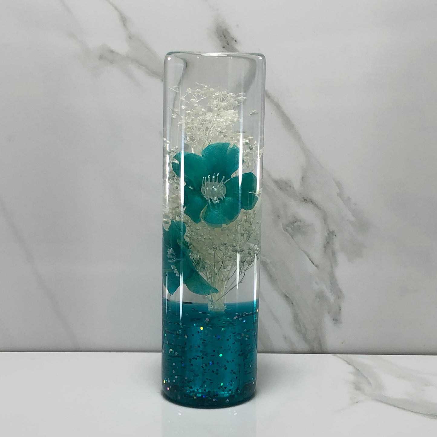 Mr__Grip 5 1/2 Inch Resin Custom Shift Knob Teal Cherry Blossoms JDM