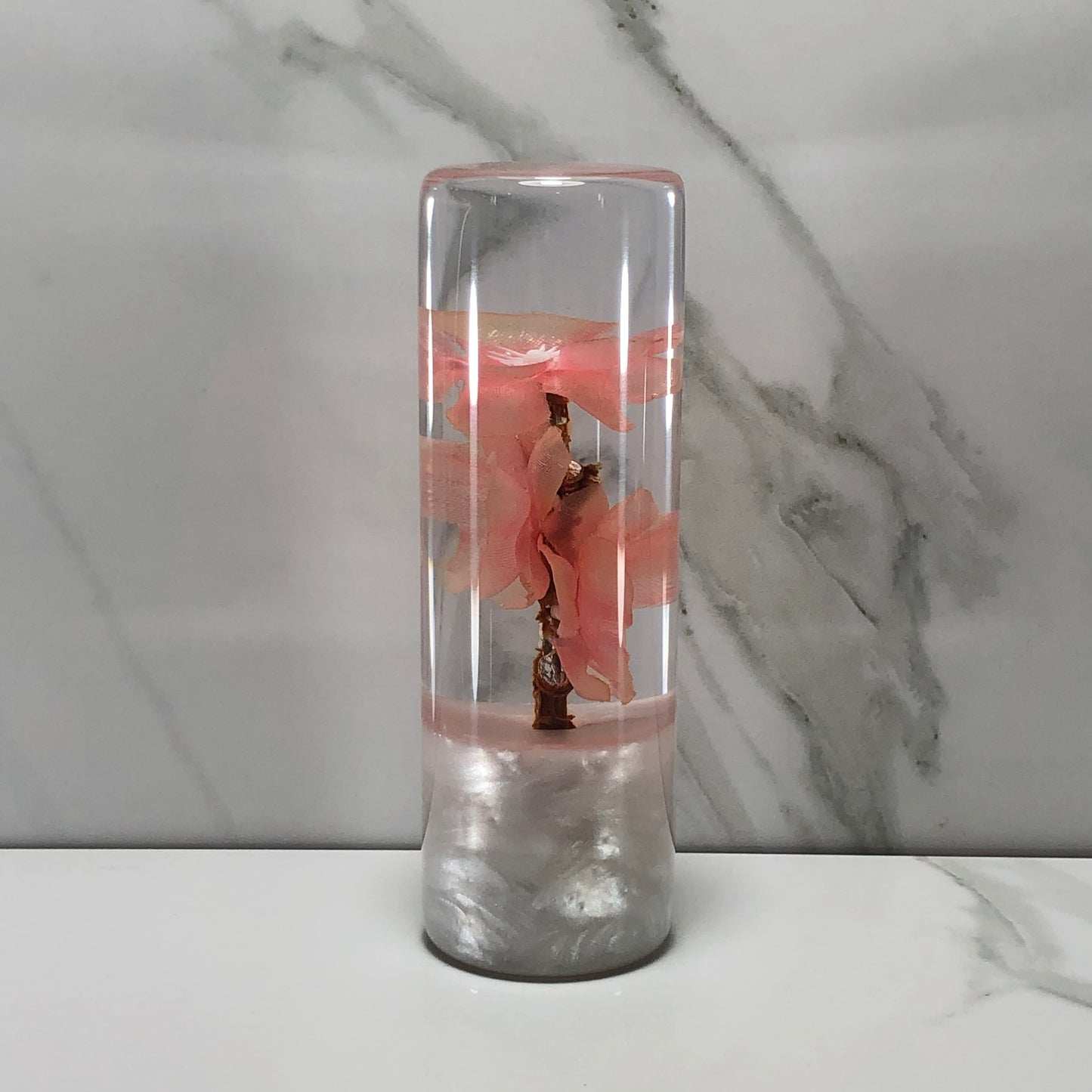 Mr__Grip 4 1/2 Inch Flower Resin Custom Shift Knob Peach Cherry Blossom JDM