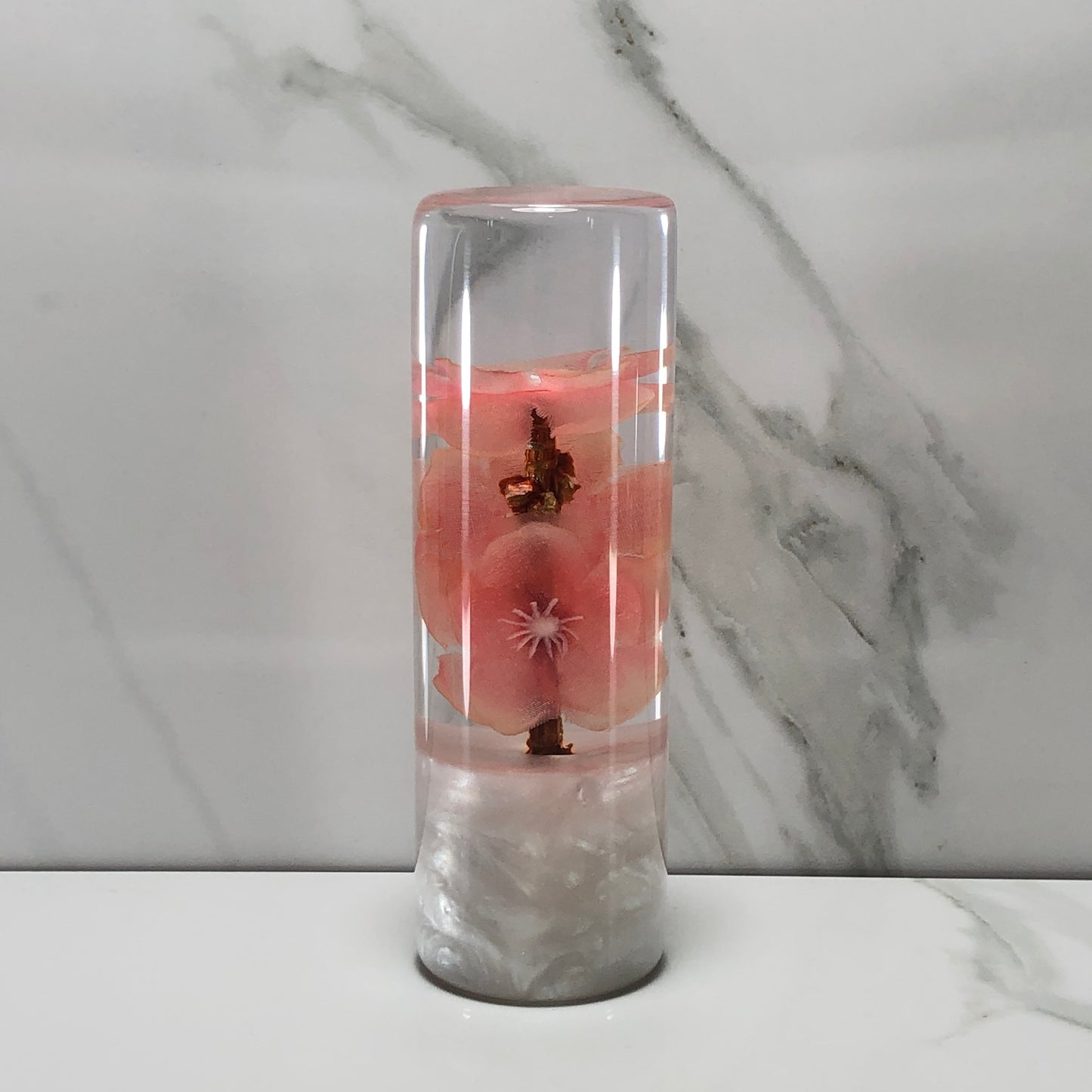 Mr__Grip 4 1/2 Inch Flower Resin Custom Shift Knob Peach Cherry Blossom JDM