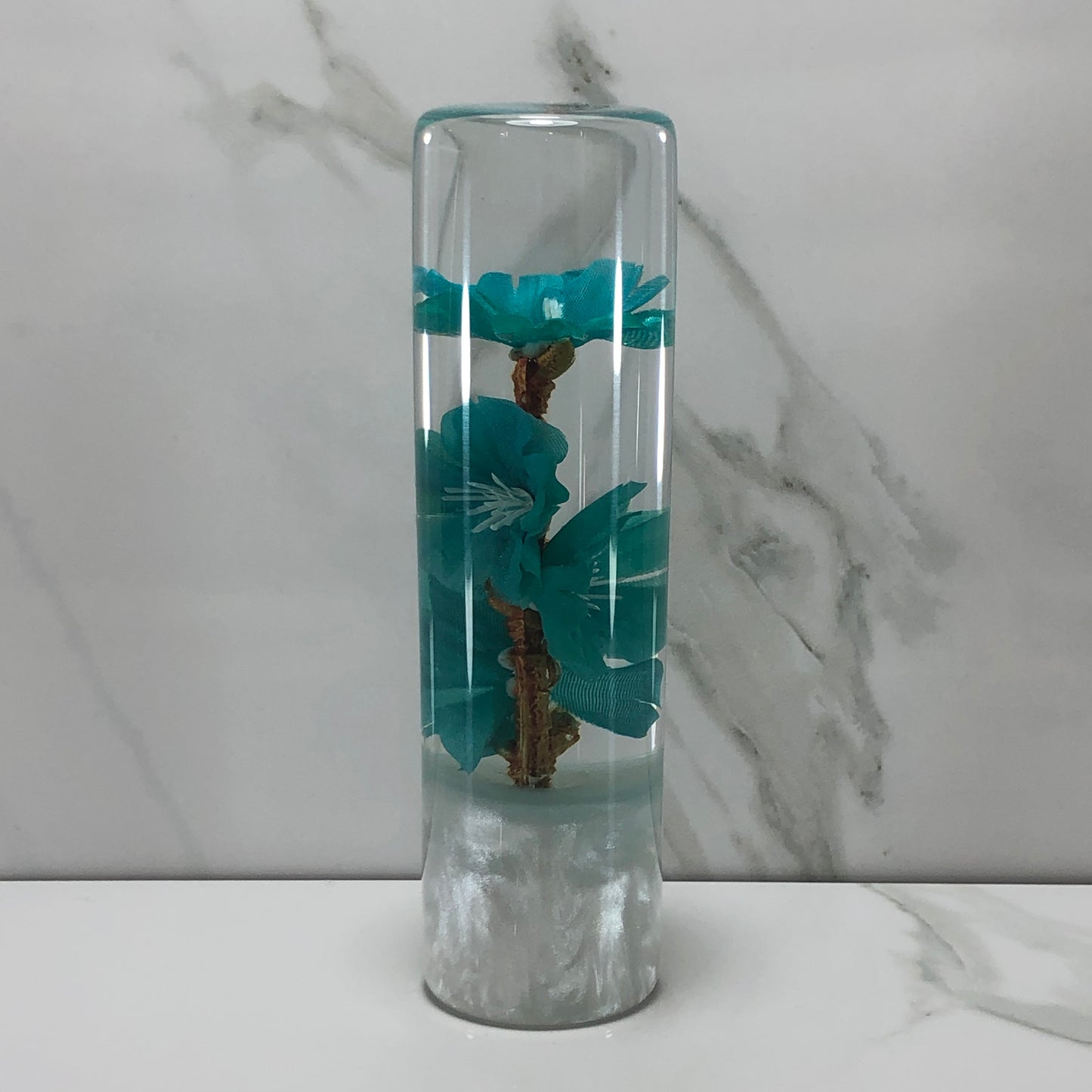 Mr__Grip 5 1/2 Inch Resin Custom Shift Knob Teal Cherry Blossoms JDM