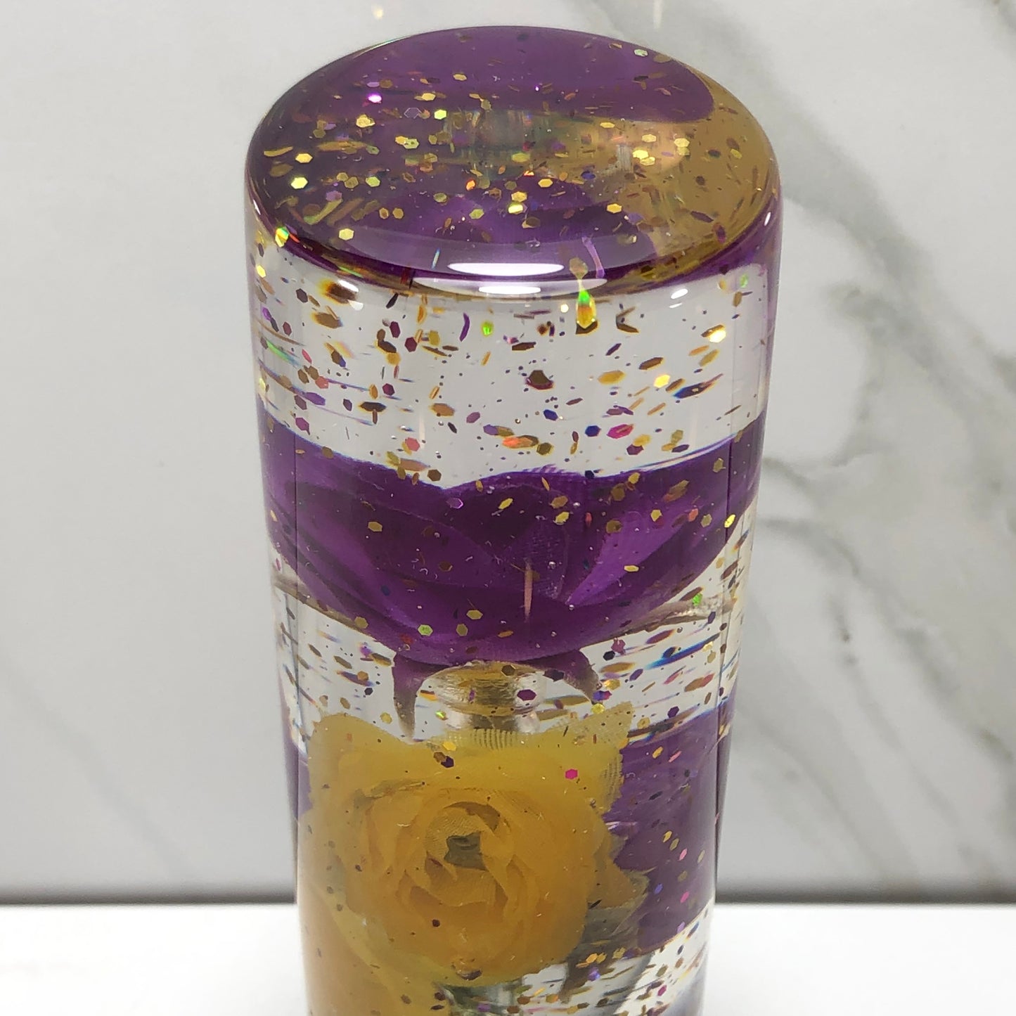 Mr__Grip 5 1/2 Inch Resin Custom Shift Knob Purple Gold Rose JDM
