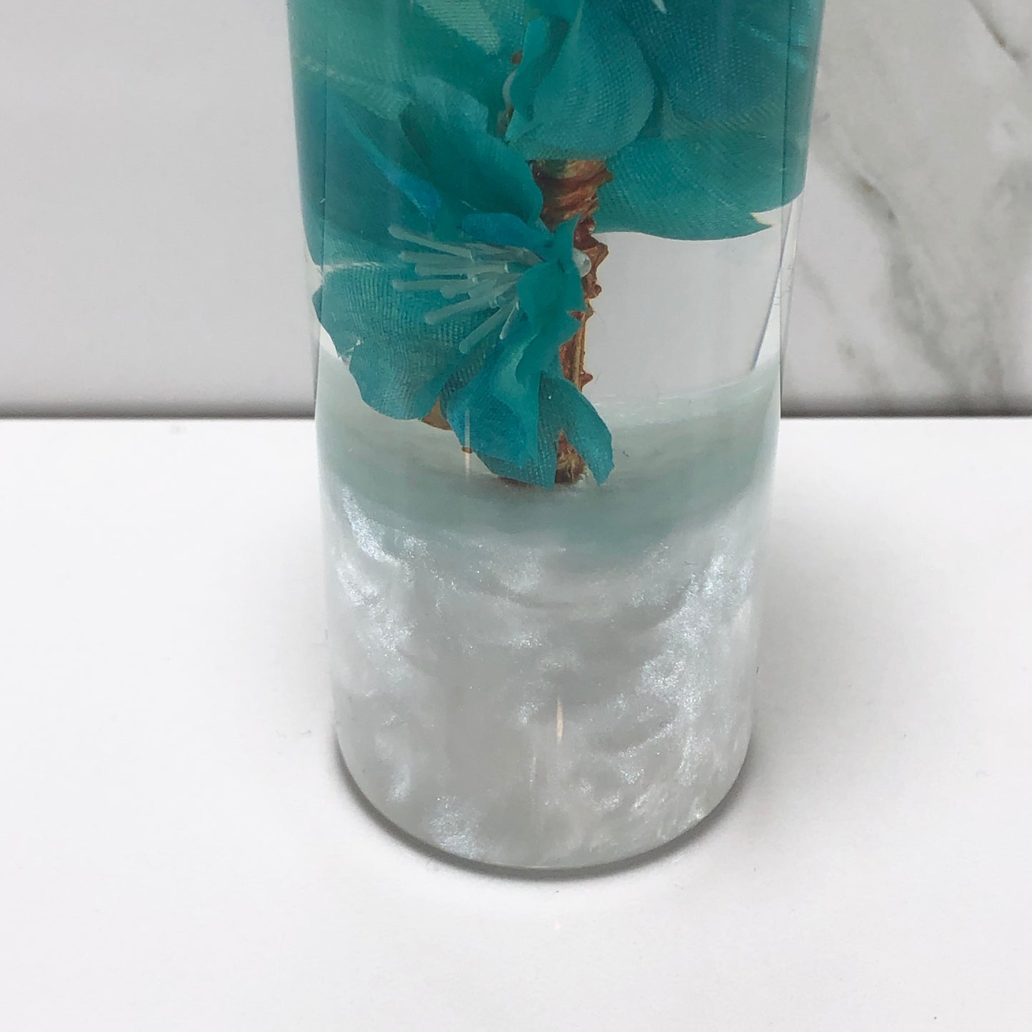 Mr__Grip 5 1/2 Inch Resin Custom Shift Knob Teal Cherry Blossoms JDM