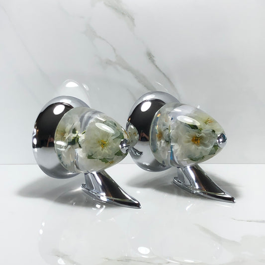 Mr__Grip Rear View Mirror Resin Custom white flower  JDM
