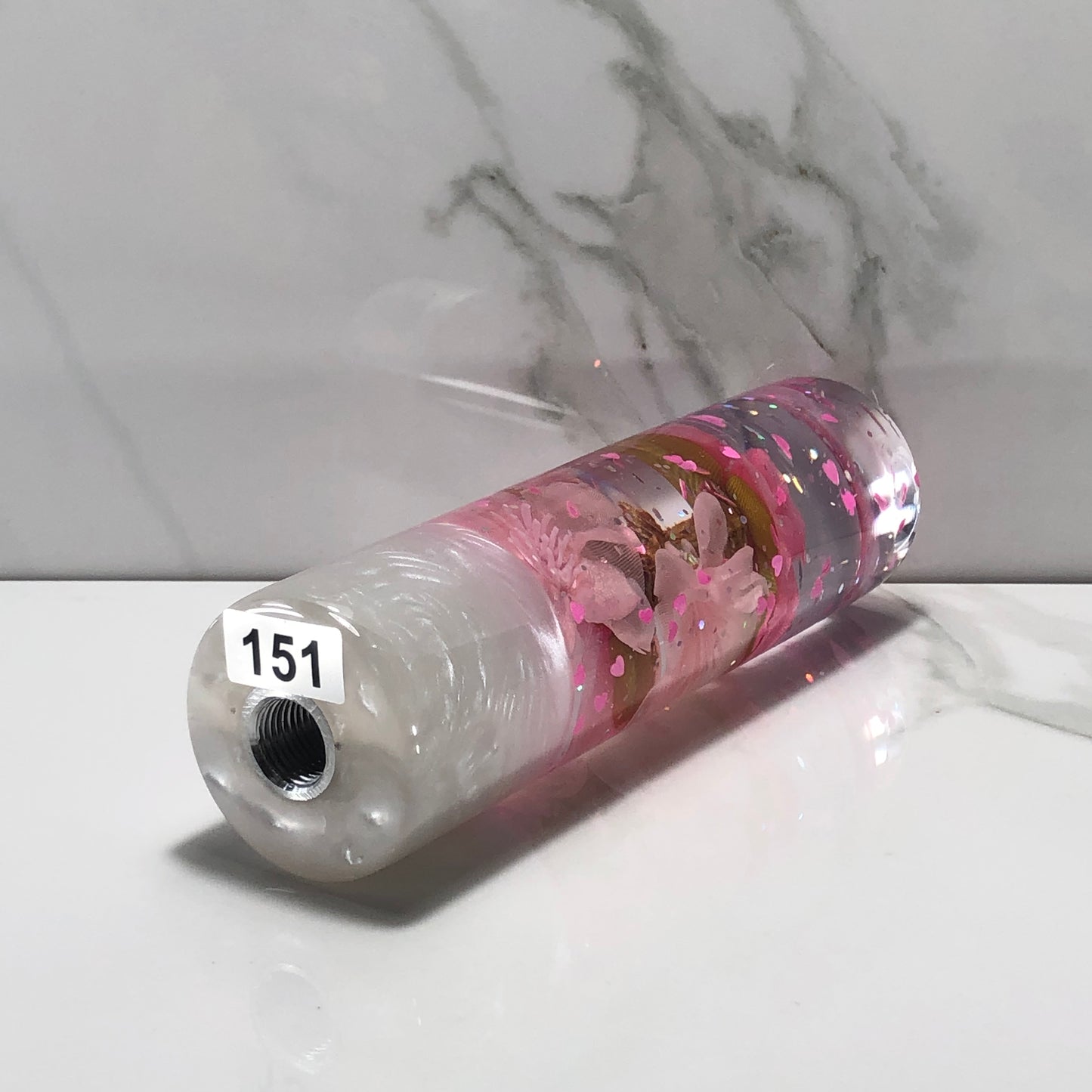 Mr__Grip 5 1/2 Inch Resin Custom Shift Knob Pink Cherry Blossom JDM