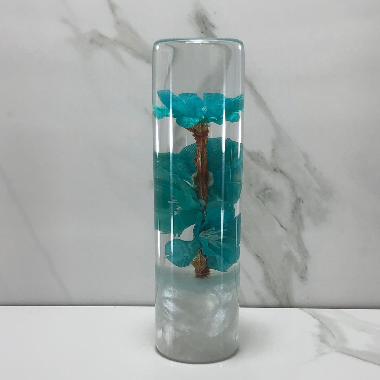 Mr__Grip 5 1/2 Inch Resin Custom Shift Knob Teal Cherry Blossoms JDM