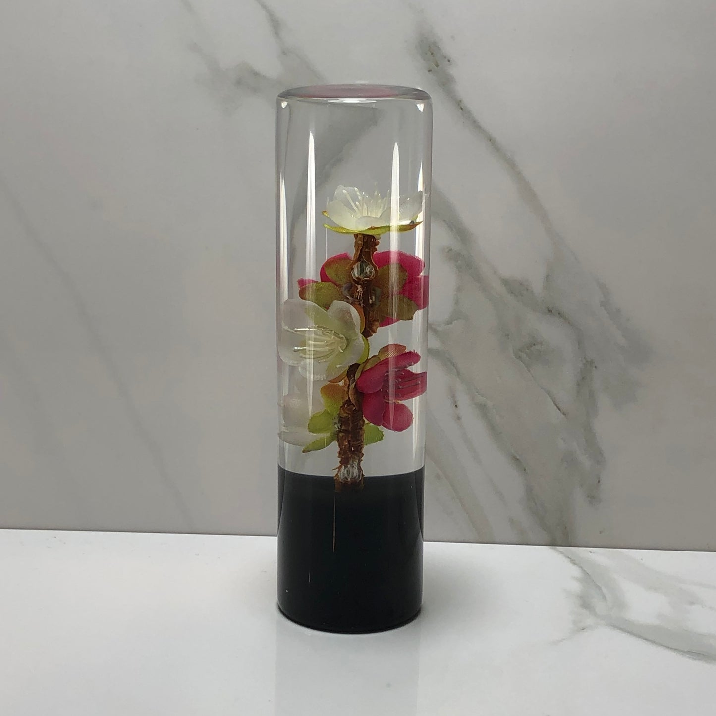 Mr__Grip 5 1/2 Resin Custom Shift Knob White And Hot Pink Cherry Blossom JDM