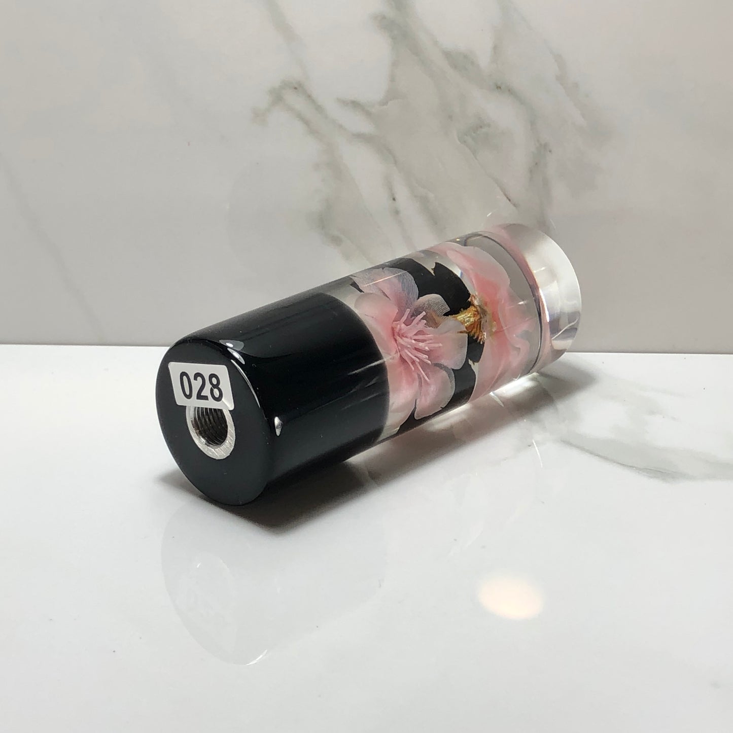 Mr__Grip 4 1/2 Inch Resin Custom Shift Knob Black Pink Cherry Blossom JDM