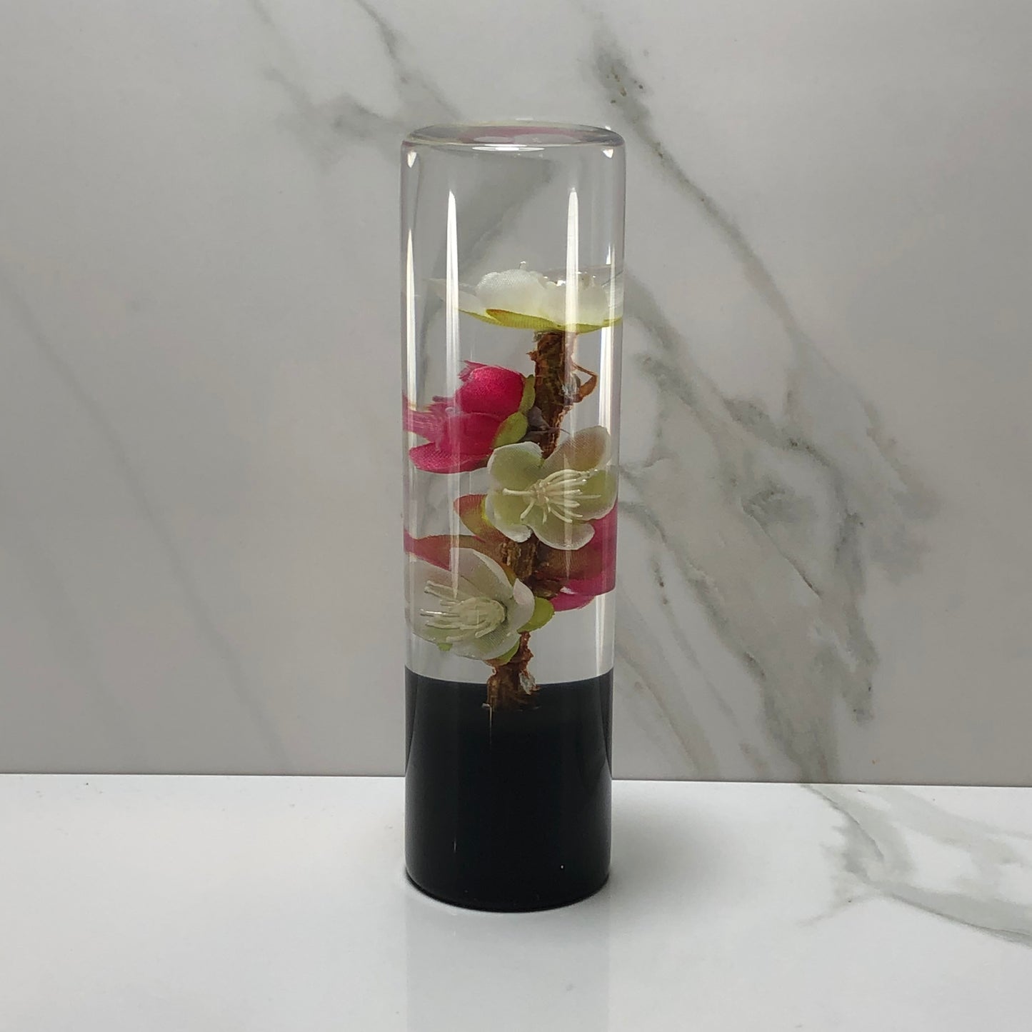 Mr__Grip 5 1/2 Resin Custom Shift Knob White And Hot Pink Cherry Blossom JDM