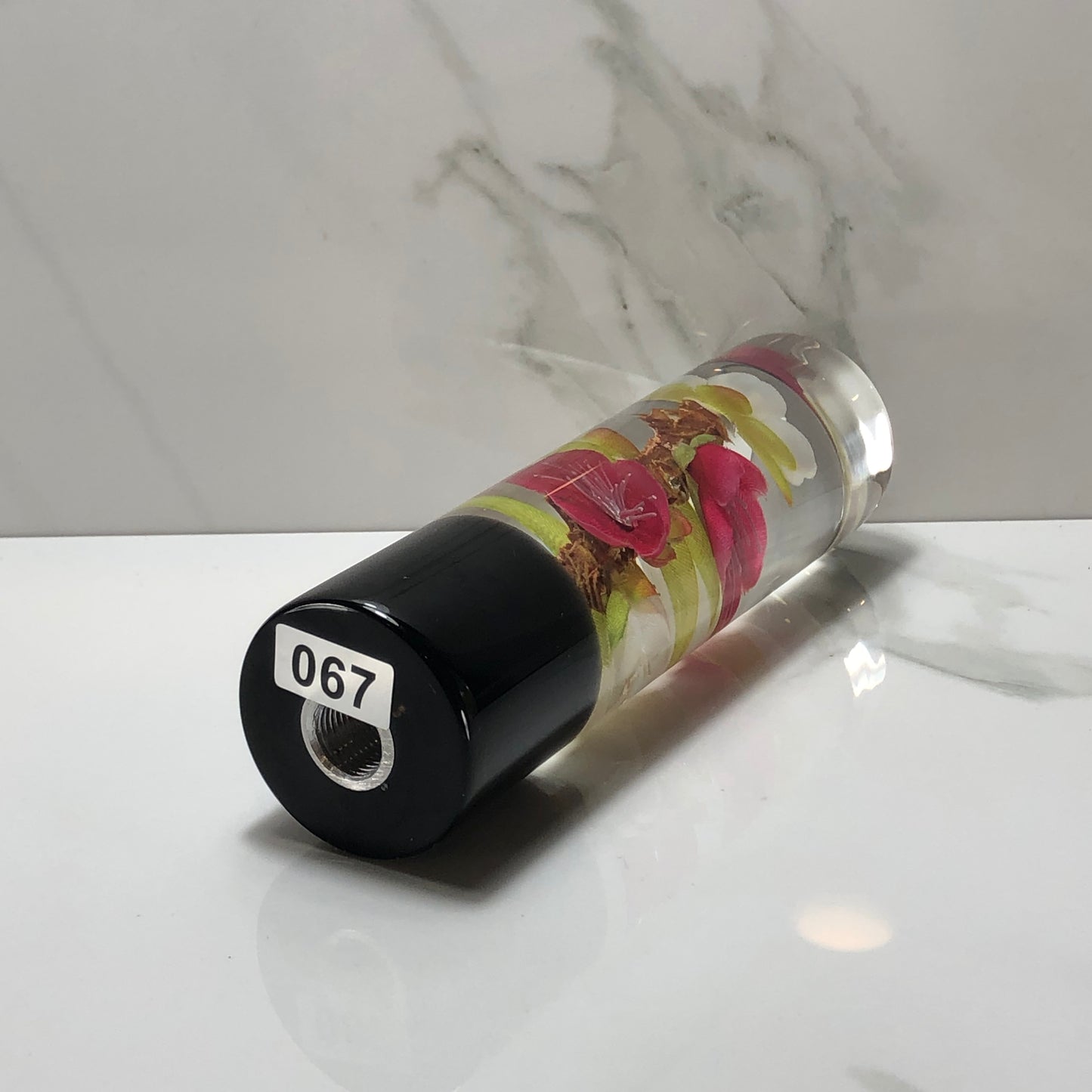 Mr__Grip 5 1/2 Resin Custom Shift Knob White And Hot Pink Cherry Blossom JDM