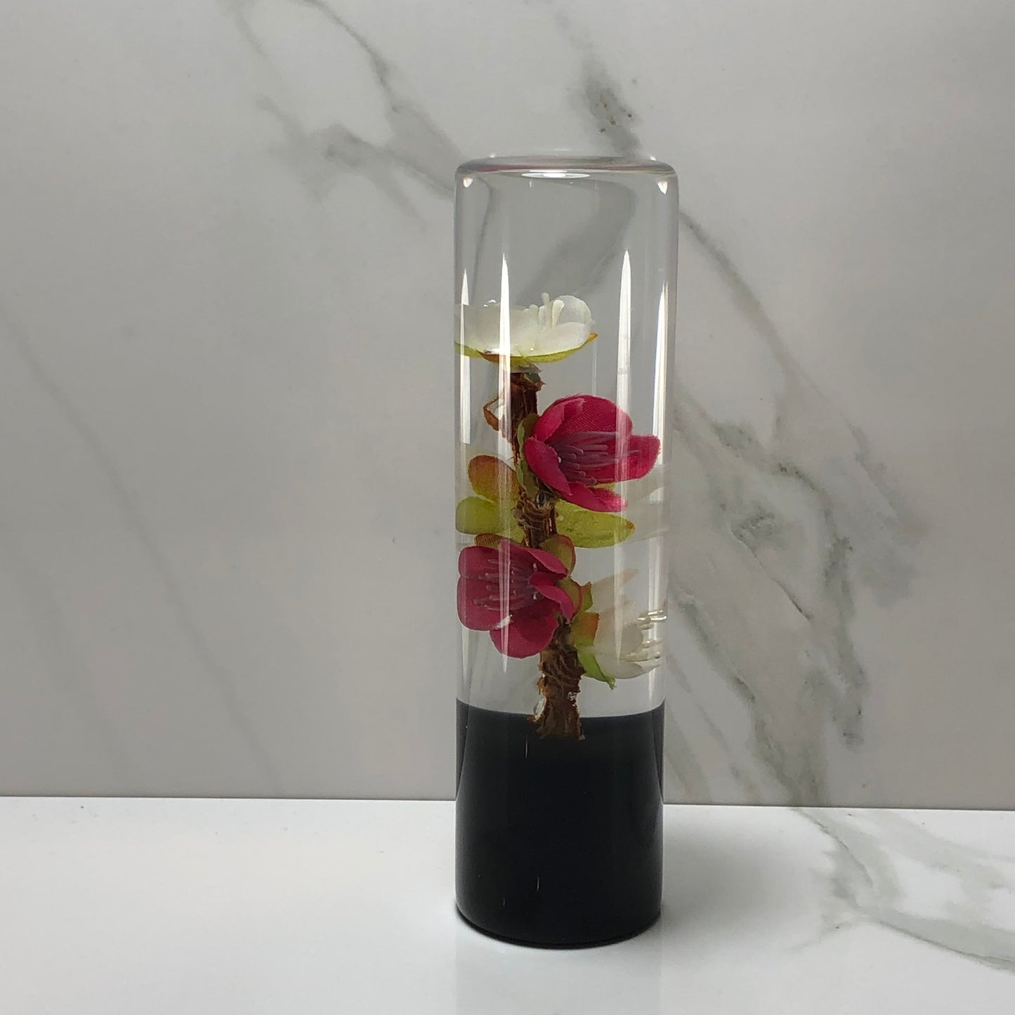 Mr__Grip 5 1/2 Resin Custom Shift Knob White And Hot Pink Cherry Blossom JDM