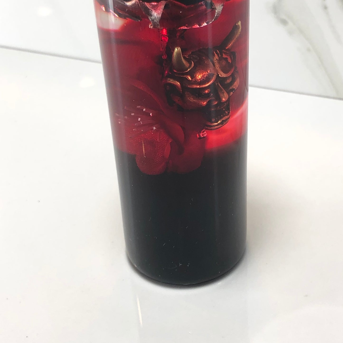 Mr__Grip 5 3/4 inch resin black rose red cherry blossom  #421