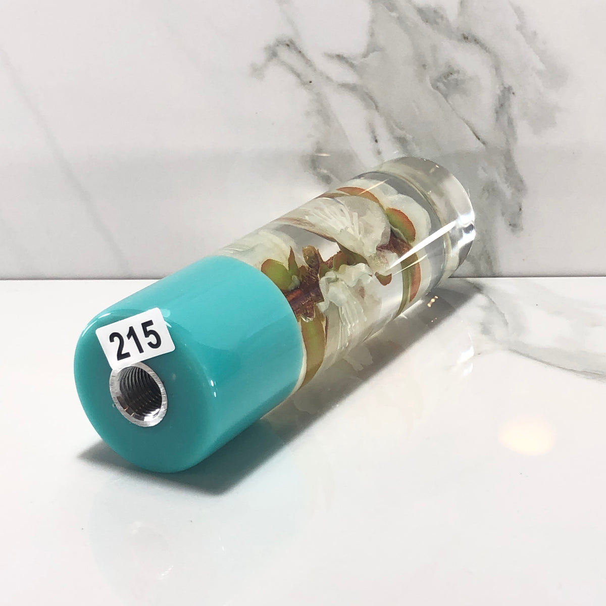 140mm White Blossom Resin Shift Knob — 5.5 in, 12mm x 1.25