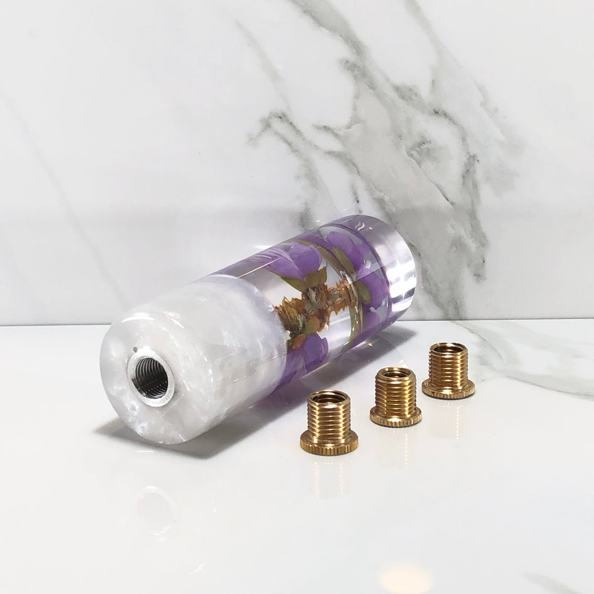 115mm Purple Blossom Resin Shift Knob — 4.5 in, 12mm x 1.25