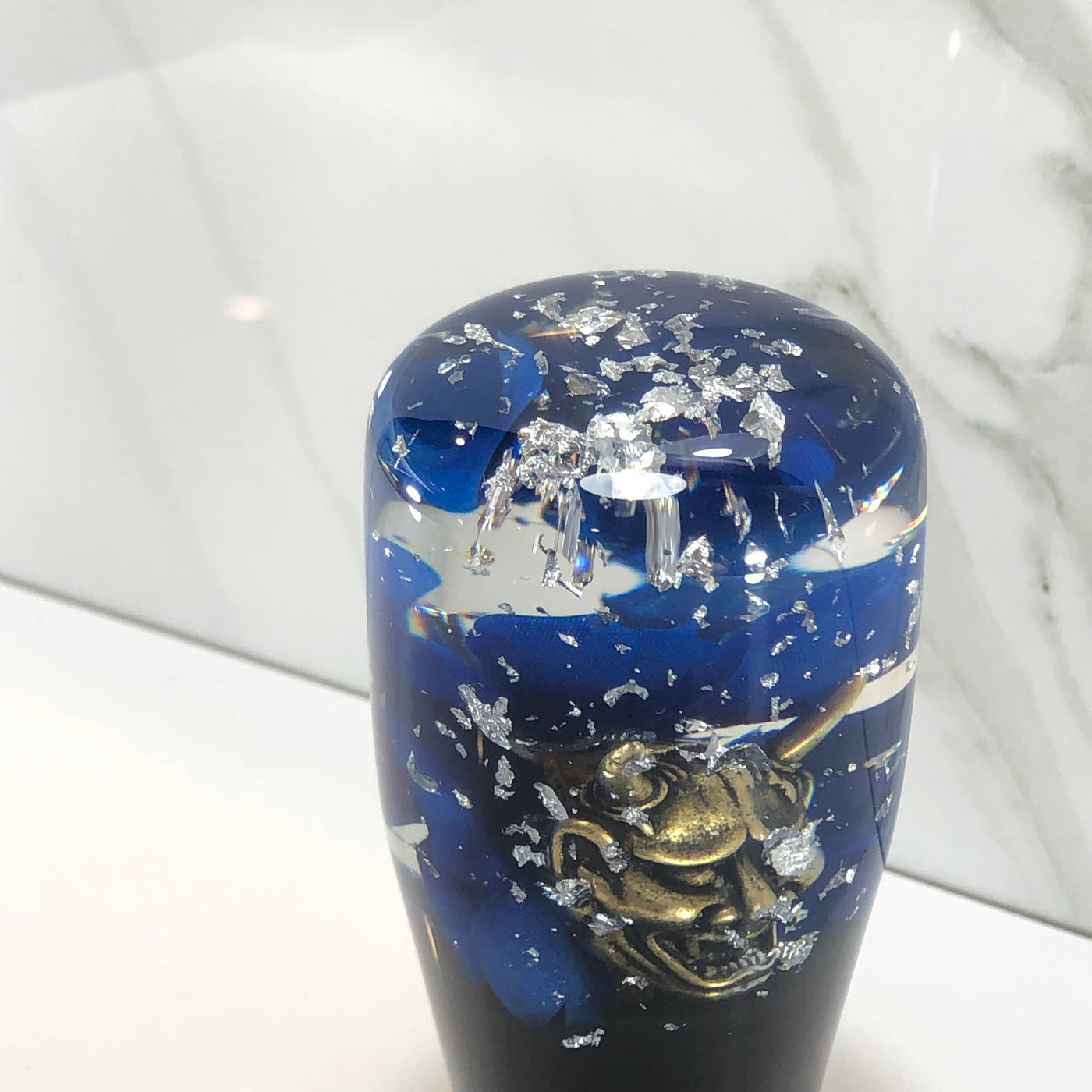95mm Blue Blossom Oni Resin Shift Knob — 3.5 in, 12mm x 1.25