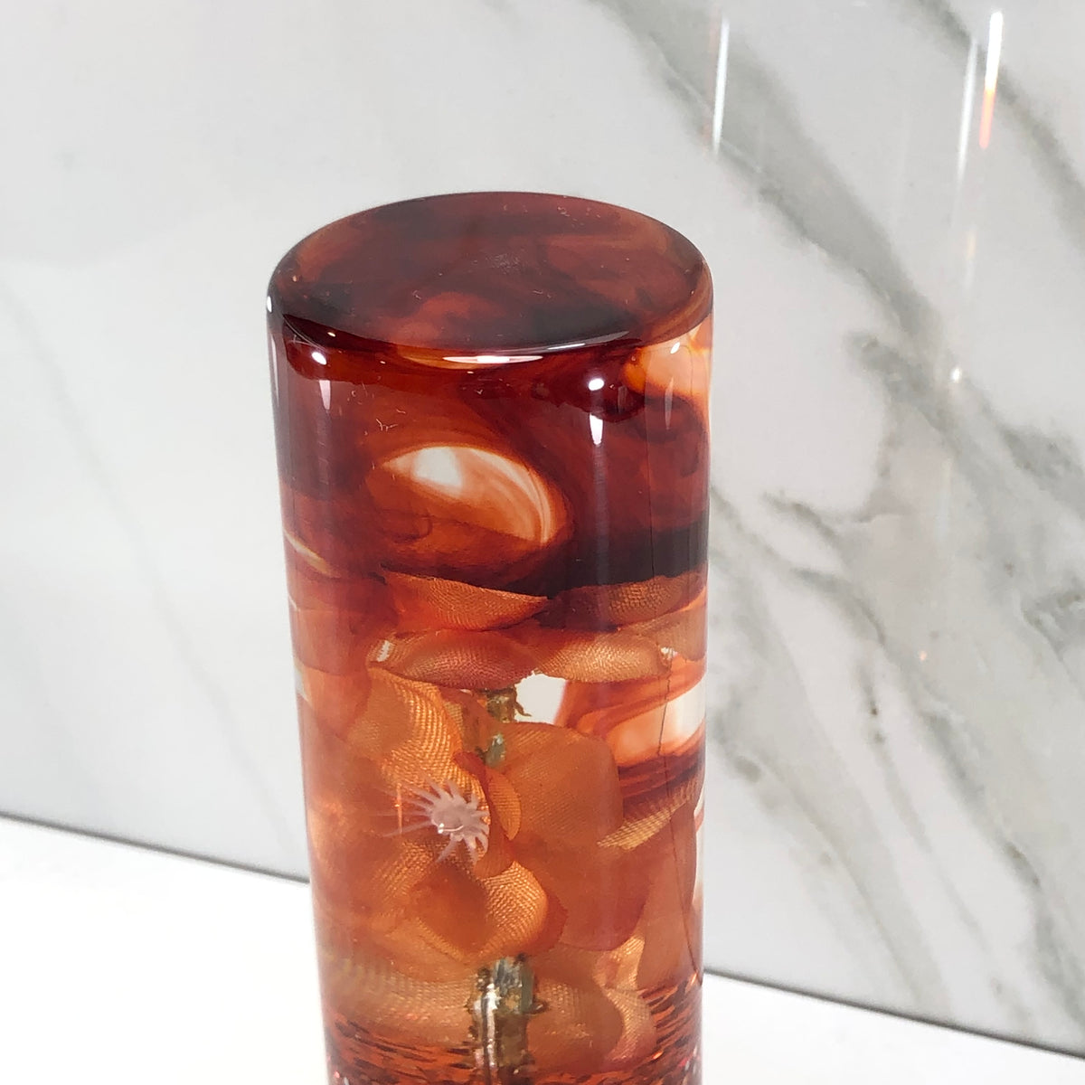 115mm Orange Flower Resin Shift Knob — 4.5 in, 12mm x 1.25