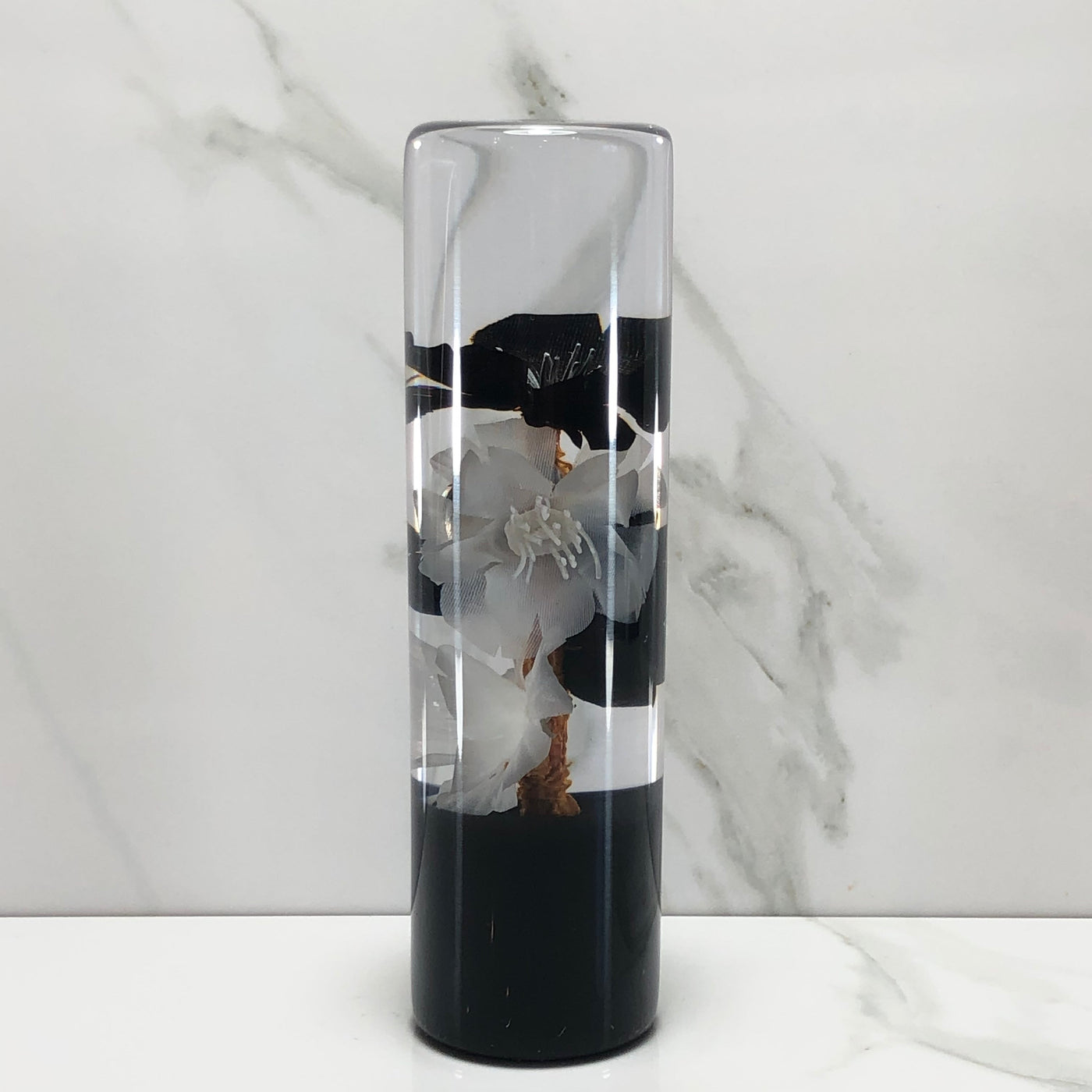 140mm Black White Blossom Ying Yang Resin Shift Knob — 5.5 in, 12mm x 1.25