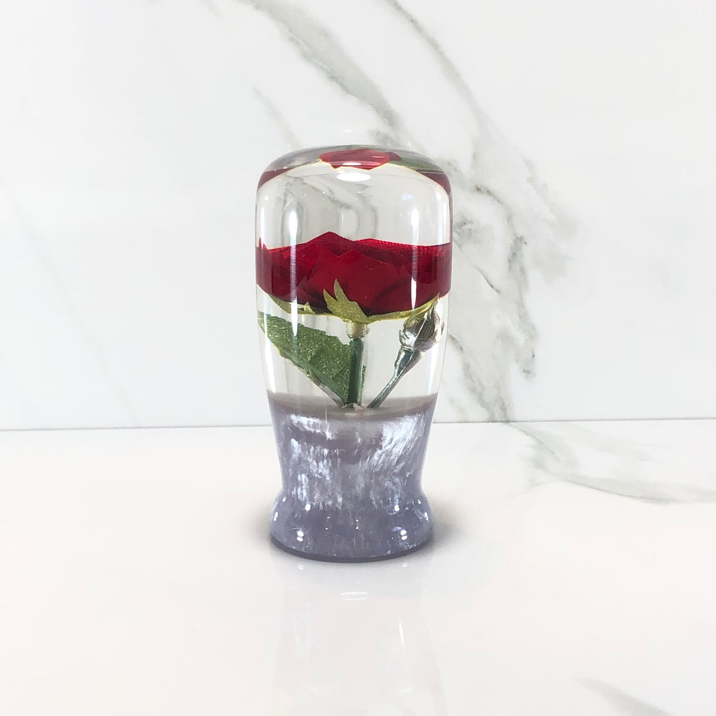 95mm Red Rose Resin Shift Knob — 3.5 in, 12mm x 1.25