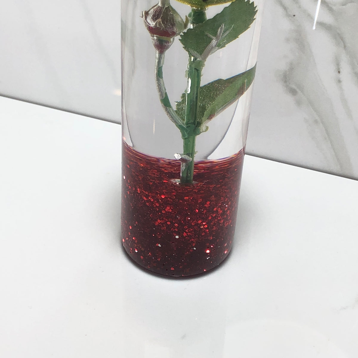 140mm Red Rose Resin Shift Knob — 5.5 in, 12mm x 1.25