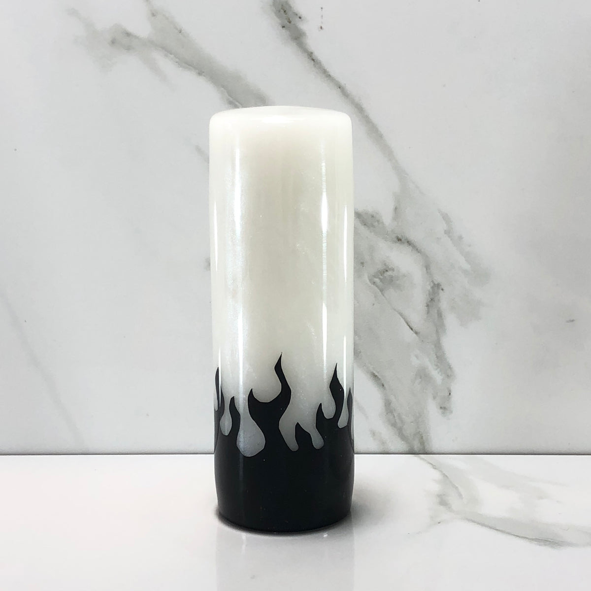 115mm White Black Flames Resin Shift Knob — 4.5 in, 12mm x 1.25