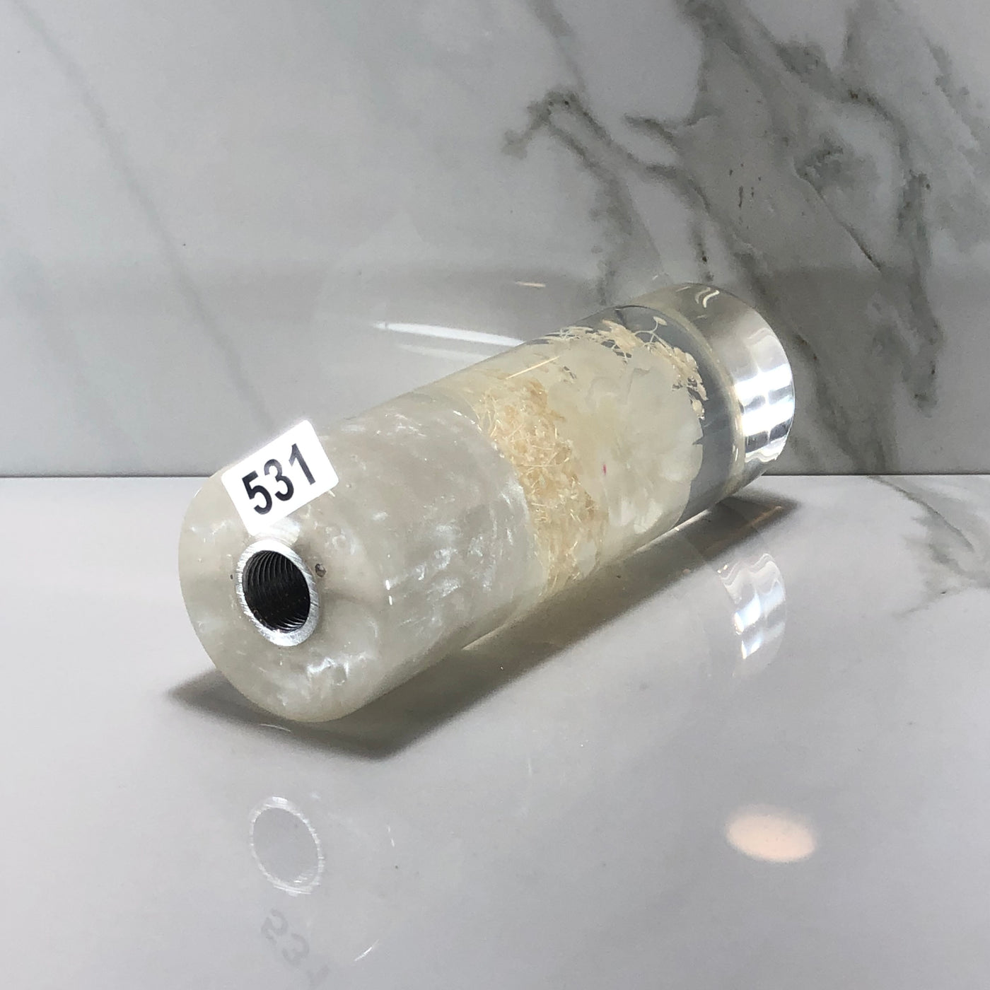 115mm Off White Stardust Resin Shift Knob — 4.5 in, 12mm x 1.25