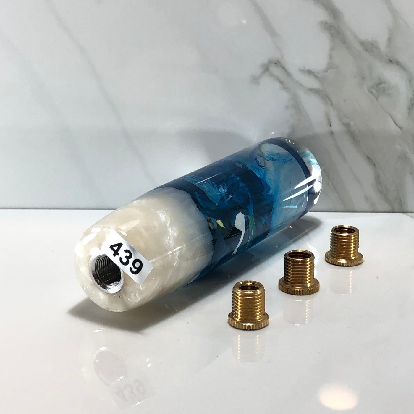 140mm Teal Resin Shift Knob — 5.5 in, 12mm x 1.25