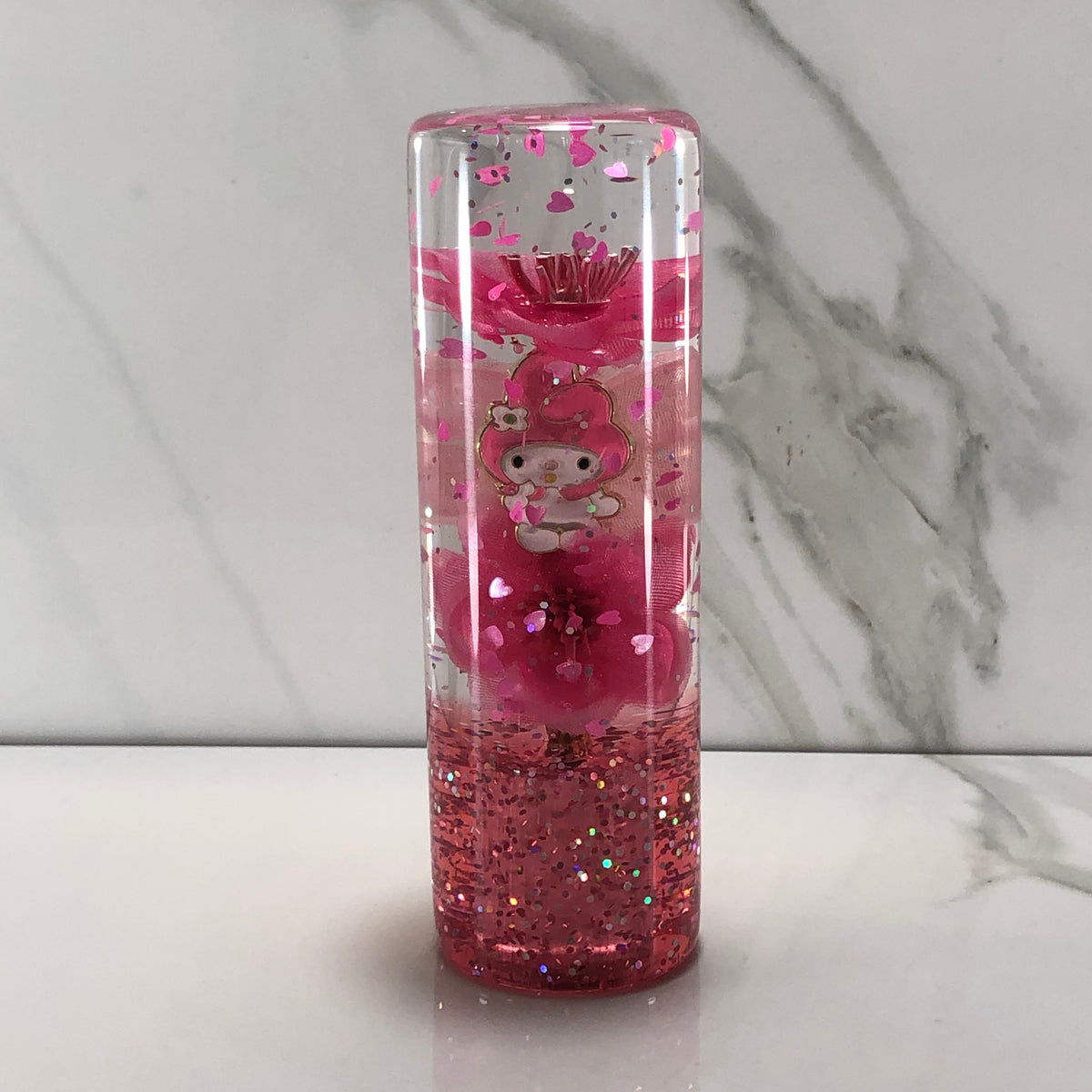 115mm Pink Blossom Charm Resin Shift Knob — 4.5 in, 12mm x 1.25