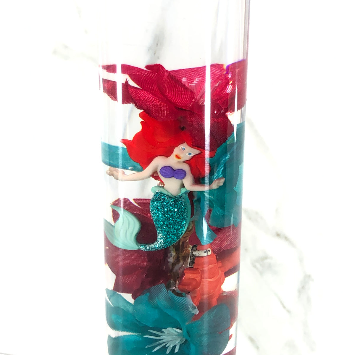 190mm Teal Red Blossom Resin Shift Knob — 7.5 in, 12mm x 1.25