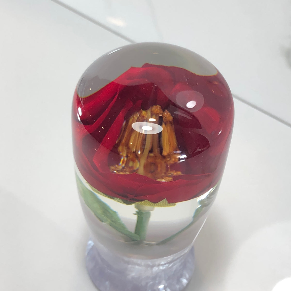 95mm Red Rose Resin Shift Knob — 3.5 in, 12mm x 1.25