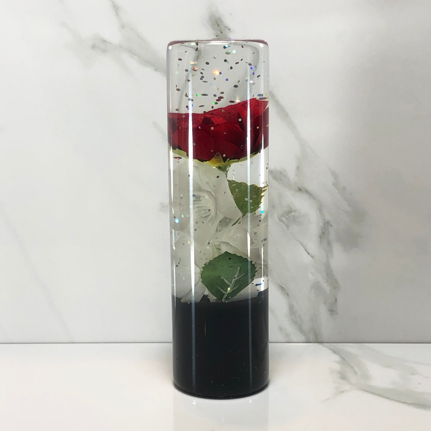 140mm Red Rose Resin Shift Knob — 5.5 in, 12mm x 1.25