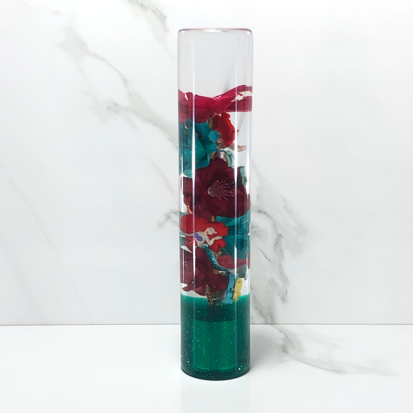 190mm Teal Red Blossom Resin Shift Knob — 7.5 in, 12mm x 1.25