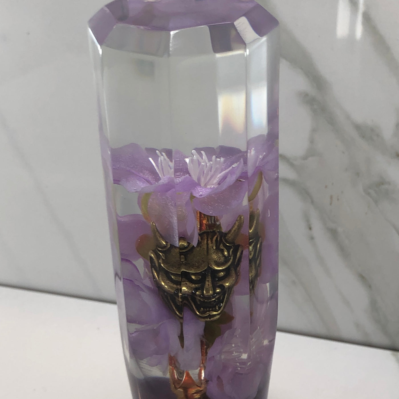 140mm Purple Cherry Blossom Resin Shift Knob — 5.5 in, 12mm x 1.25