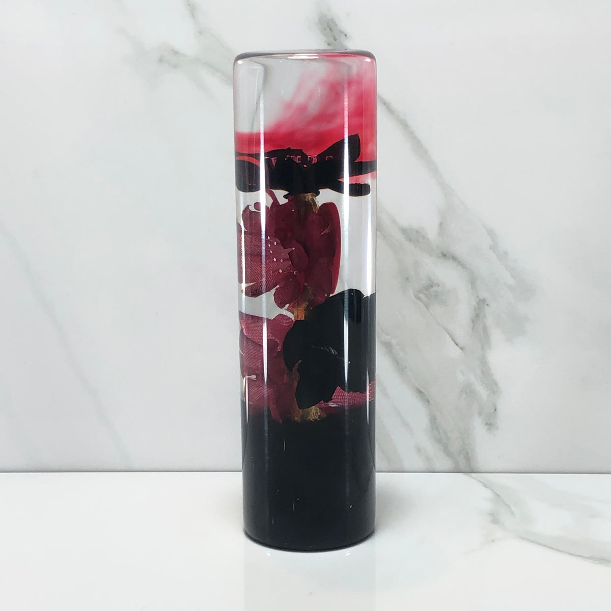 140mm Black Red Blossom Resin Shift Knob — 5.5 in, 12mm x 1.25