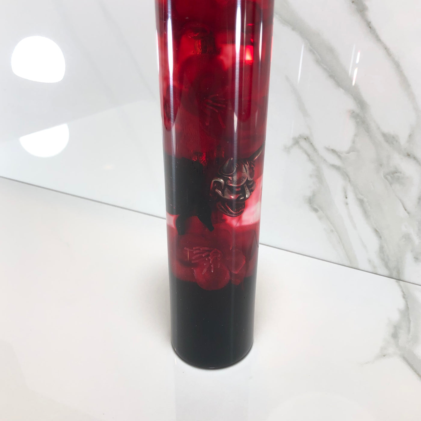 190mm Red Blossom Oni Resin Shift Knob — 7.5 in, 12mm x 1.25