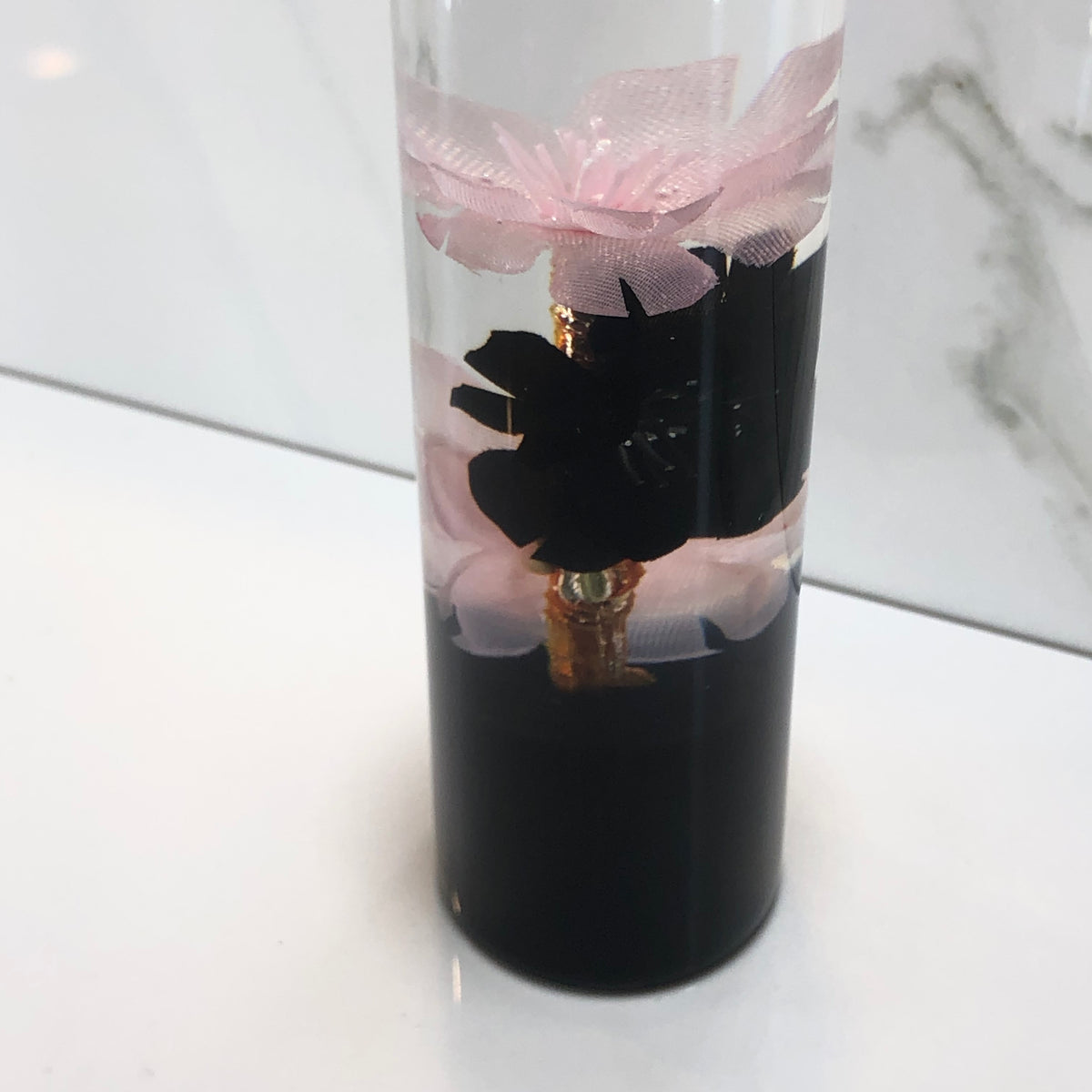 115mm Pink Black Blossom Resin Shift Knob — 4.5 in, 12mm x 1.25