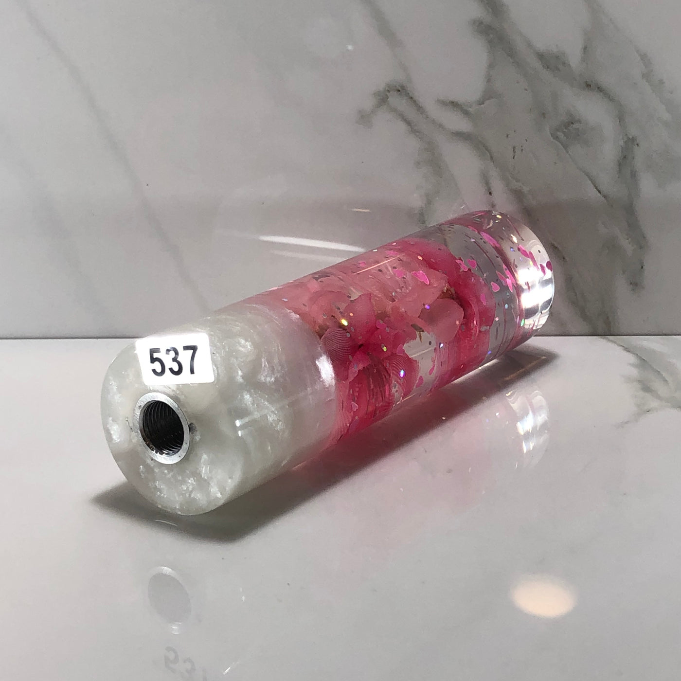 140mm Pink Blossom Resin Shift Knob — 5.5 in, 12mm x 1.25