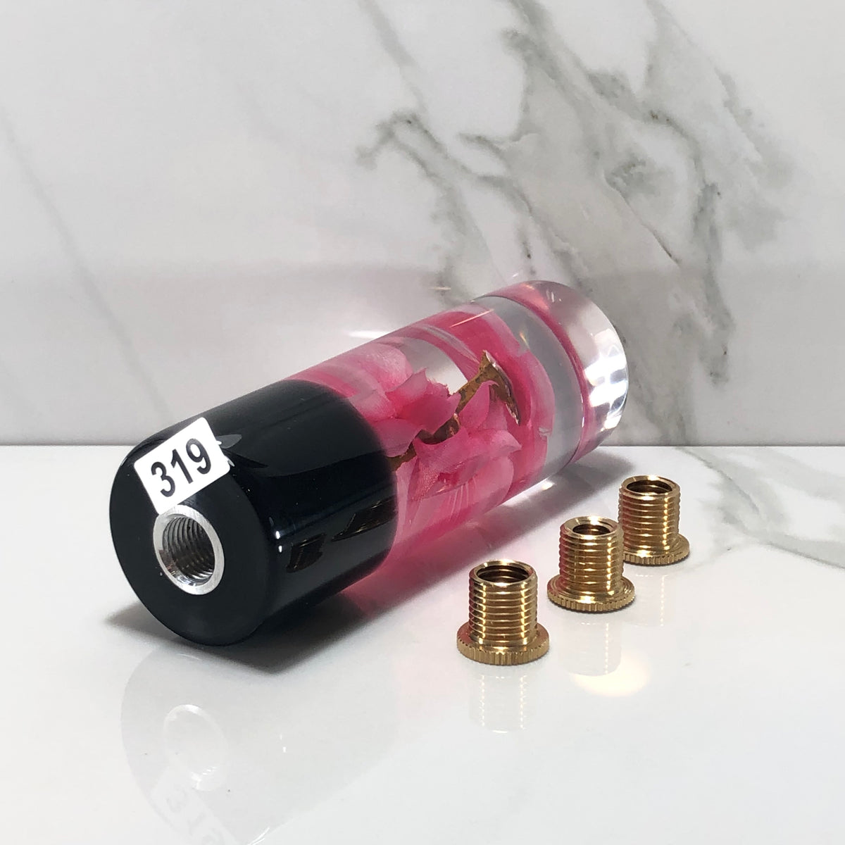 115mm Hot Pink Blossom Resin Shift Knob — 4.5 in, 12mm x 1.25