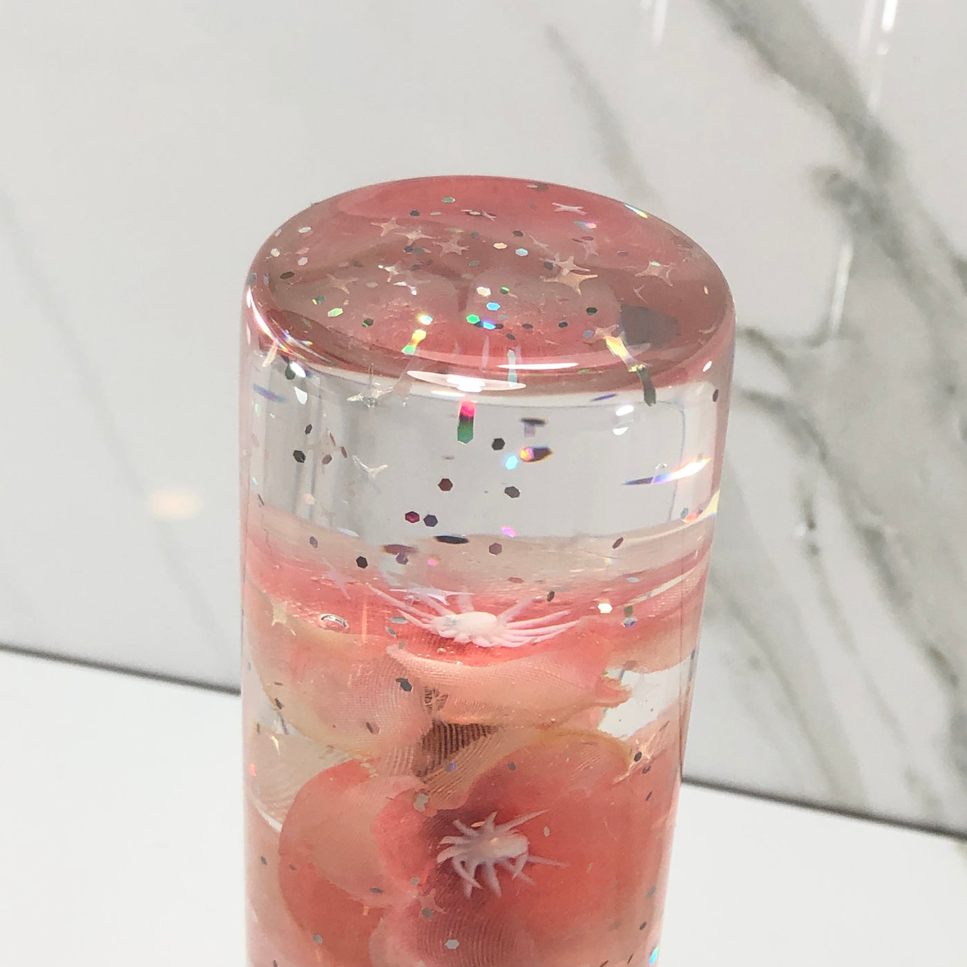 115mm Peach Cherry Blossom Resin Shift Knob — 4.5 in, 12mm x 1.25
