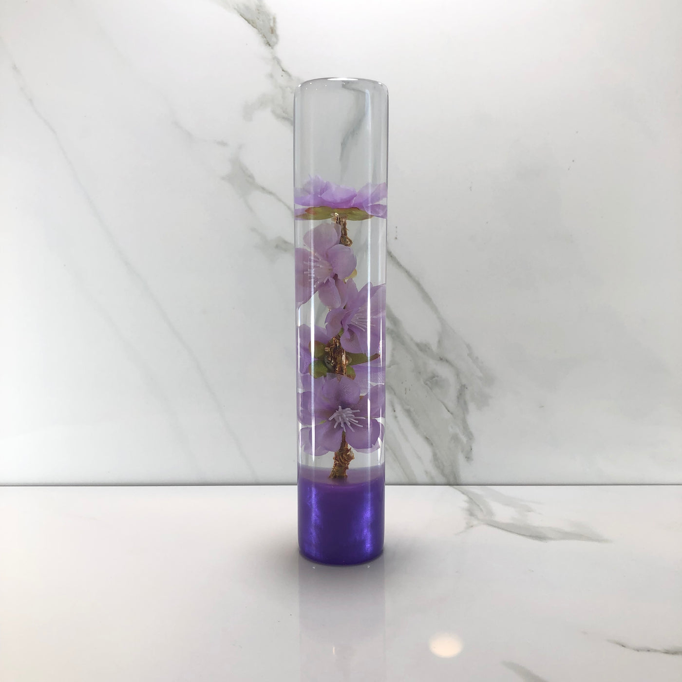 190mm Purple Cherry Blossom Resin Shift Knob — 7.5 in, 12mm x 1.25