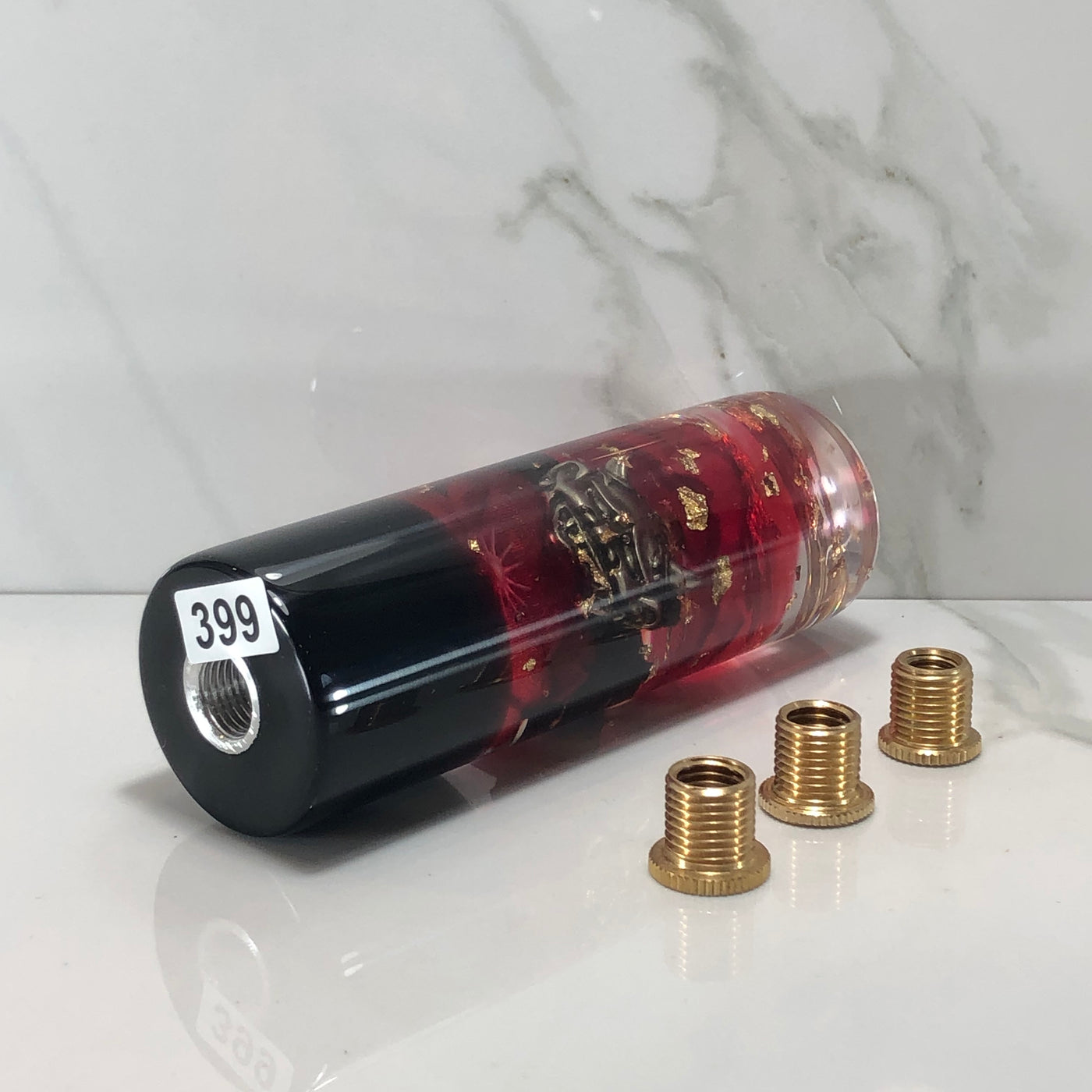115mm Gold Gold Leaf Blossom Oni Resin Shift Knob — 4.5 in, 12mm x 1.25