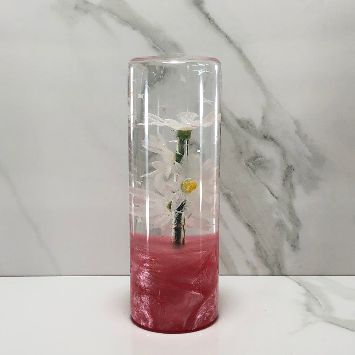 115mm White Daisy Resin Shift Knob — 4.5 in, 12mm x 1.25