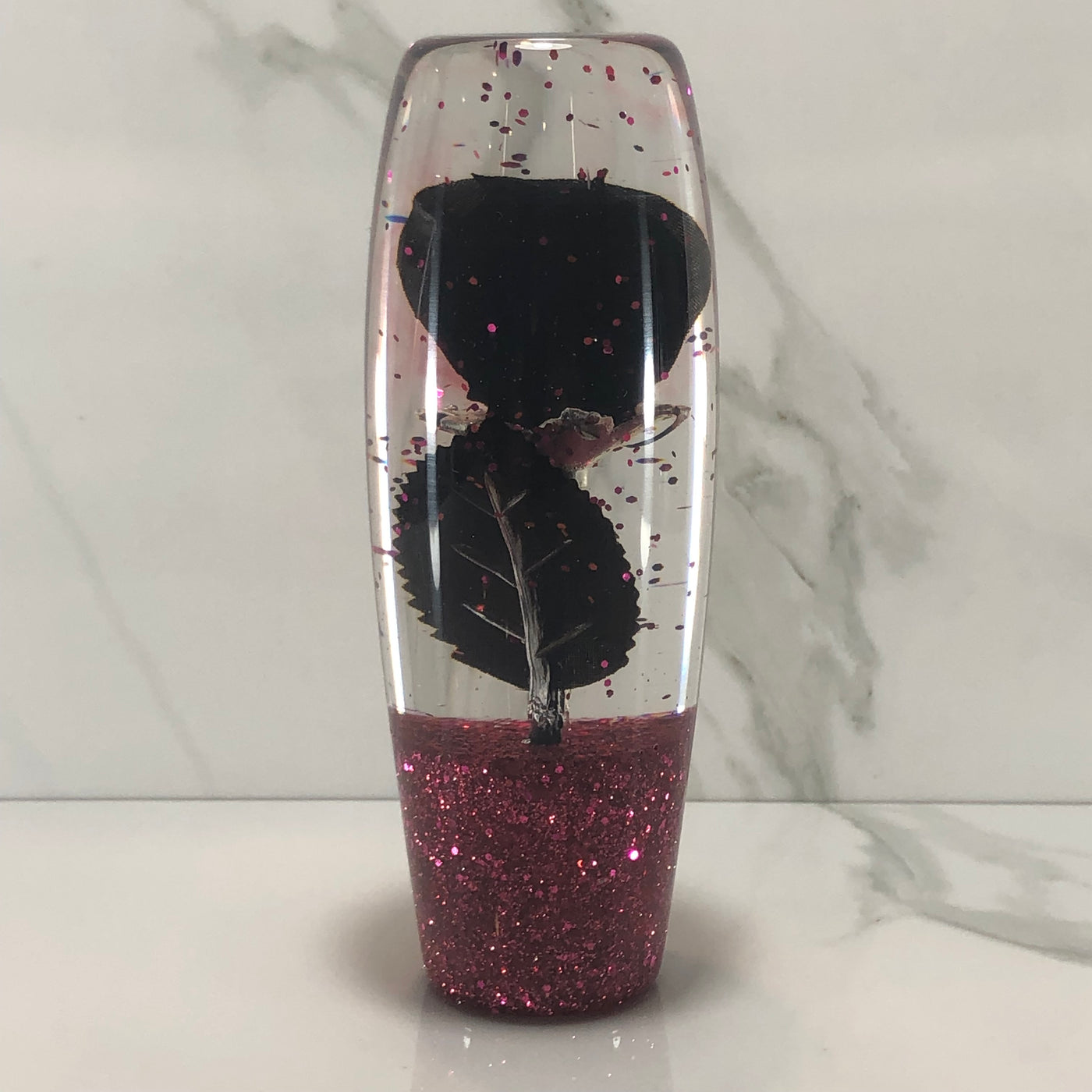 140mm Black Rose Resin Shift Knob — 5.5 in, 12mm x 1.25