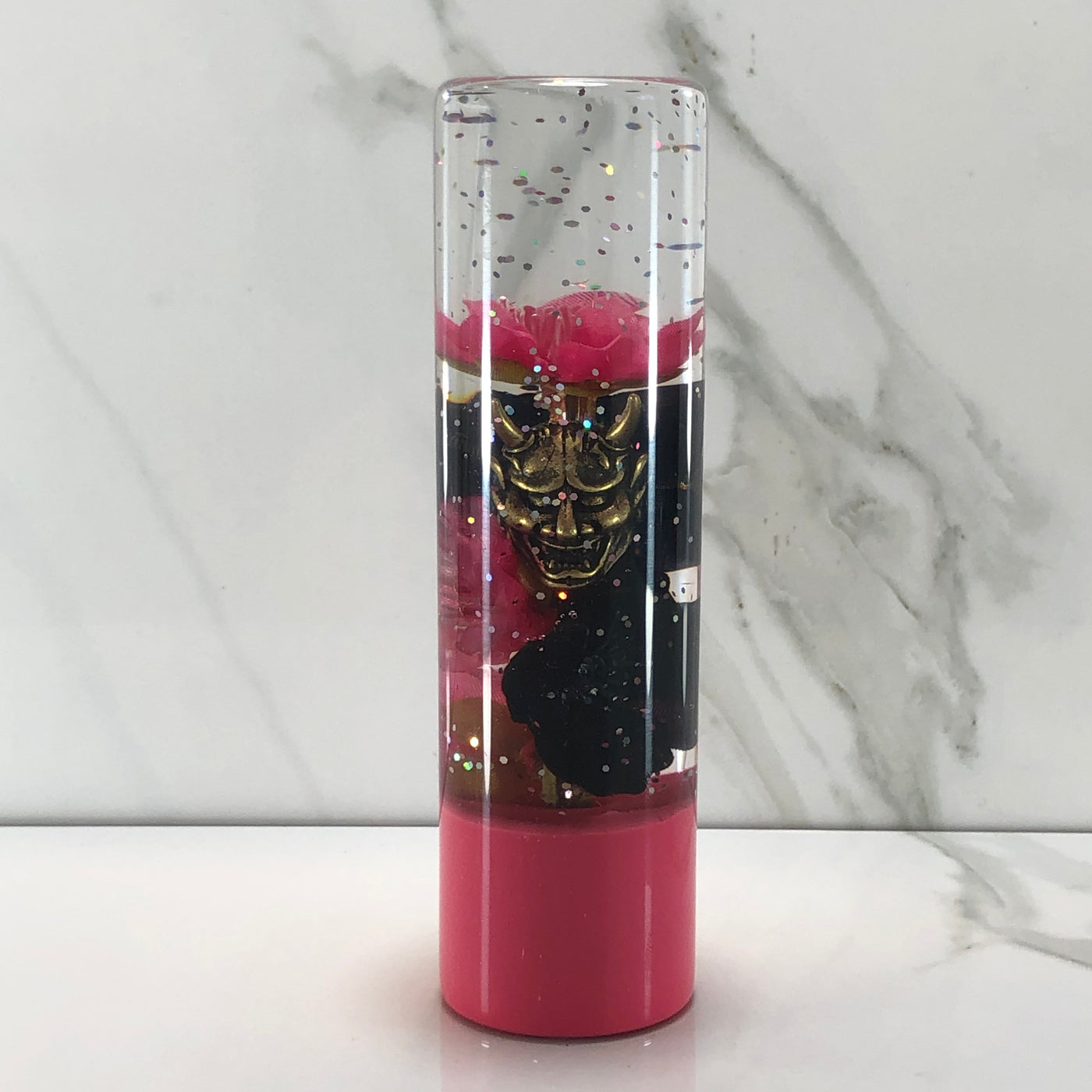 140mm Pink Black Blossom Oni Resin Shift Knob — 5.5 in, 12mm x 1.25