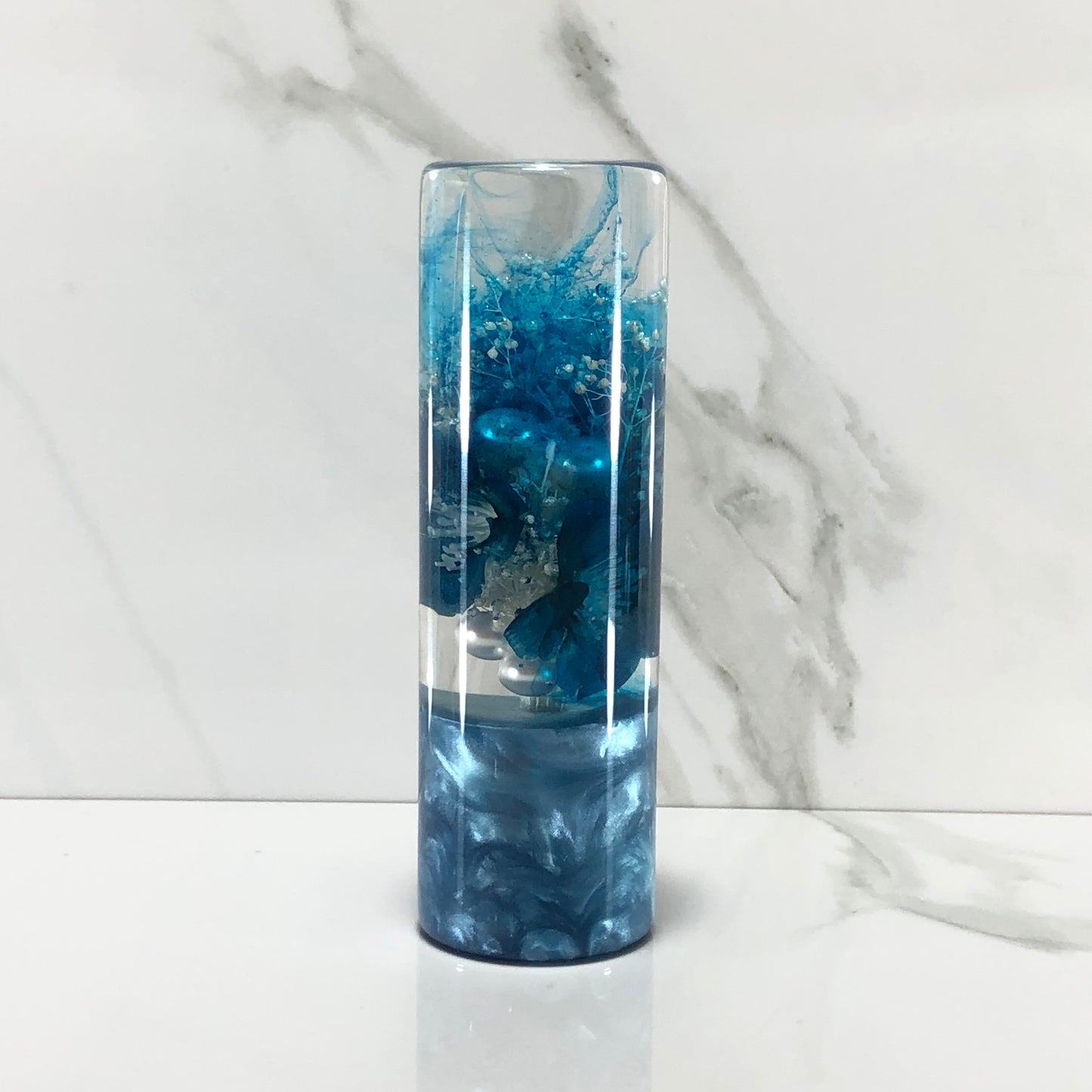 Mr__Grip 4 1/2 Inch Resin  Custom Shift Knob Teal Cherry Blossom JDM